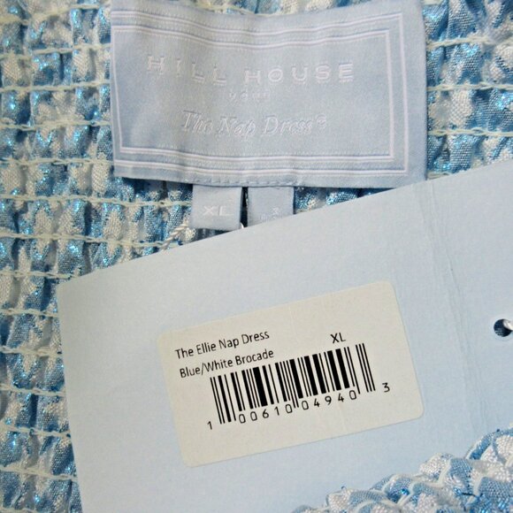 NWT Hill House Ellie Nap in Blue White Brocade Snowflake Smocked Midi Dress XL - Picture 4 of 7